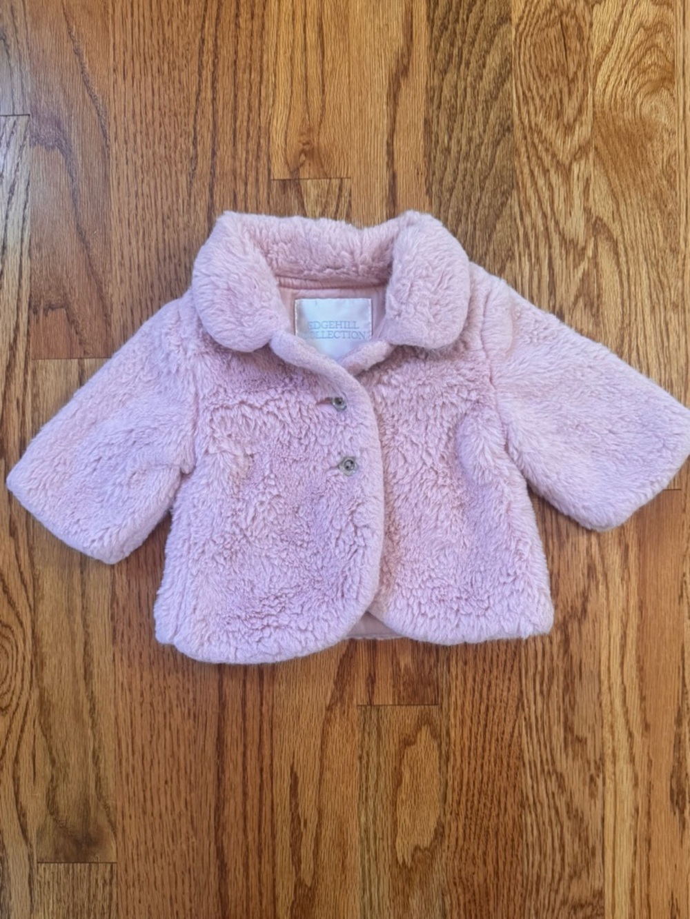 3 Mo - Edgehill Collection Pink Faux Fur Pea Coat / Jacket for Baby
